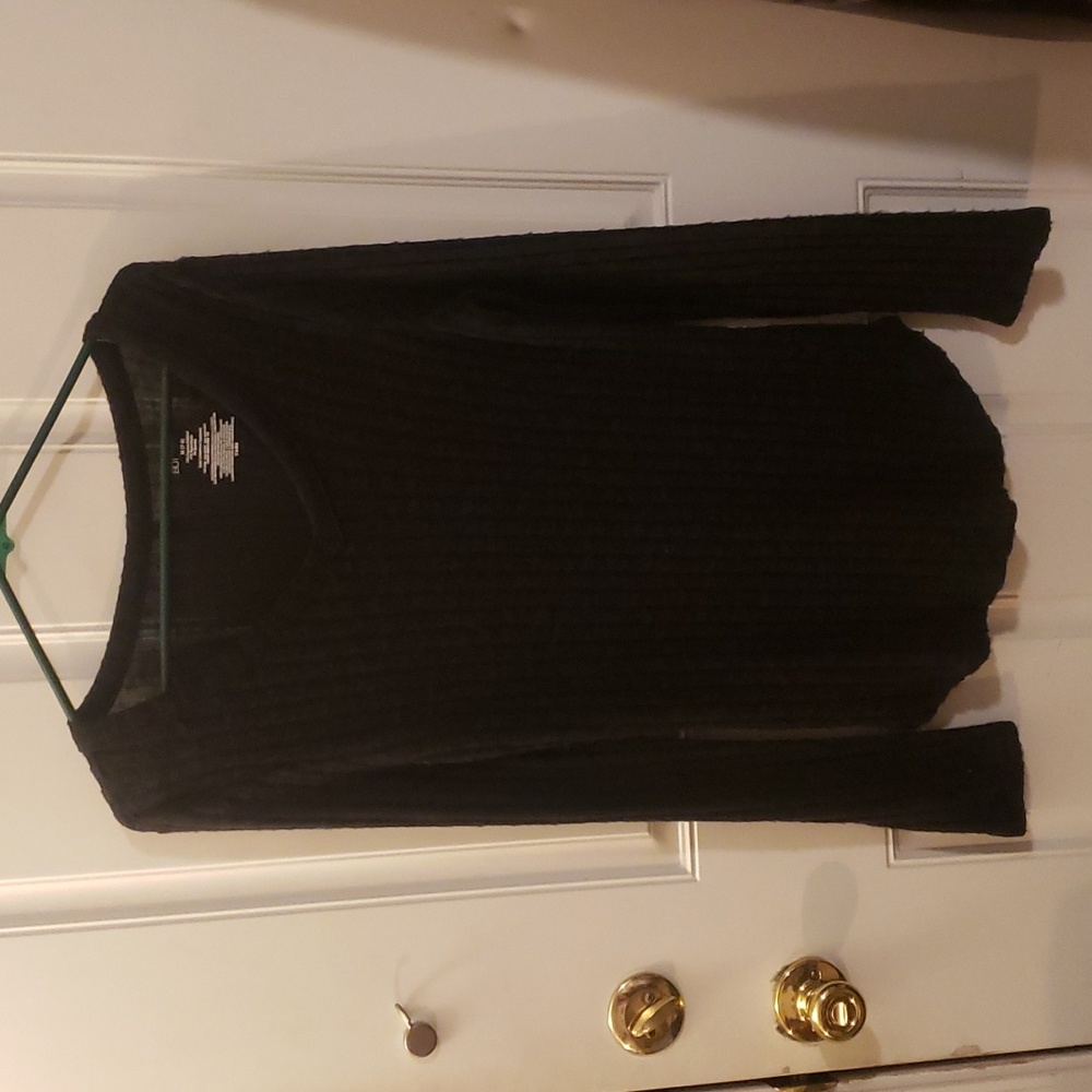3/$10 No Boundaries Black Ribbed See-through Sweater Sz M